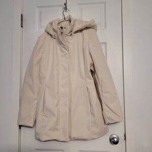 New W/Out Tags-GUESS size Large insulated jacket-w/ zip off hood-Cream/off white